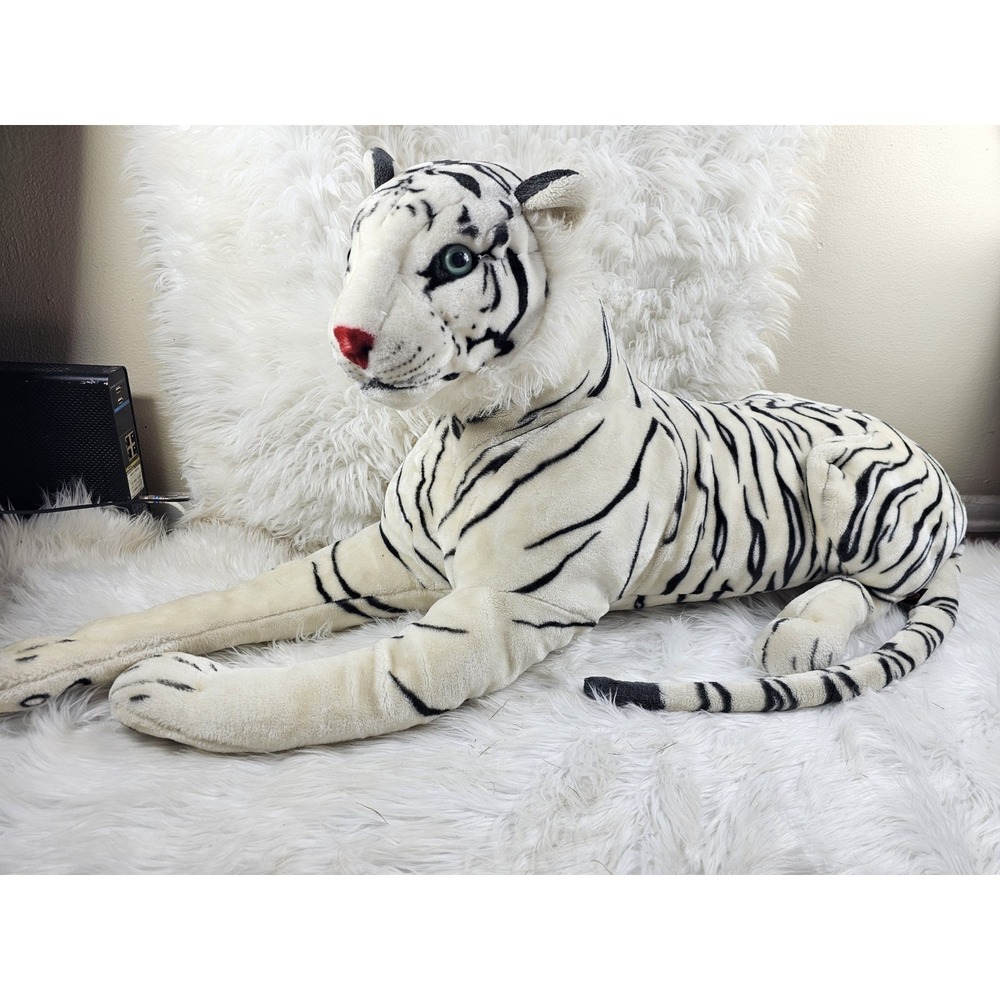 Melissa & Doug Jumbo White Bengal Tiger 38" Plush Realistic Stuffed Animal